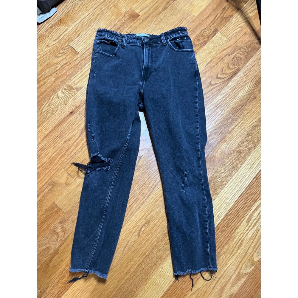Abercrombie & Fitch The Skinny HIgh Rise Black Wash Distressed Curve Love 6/28